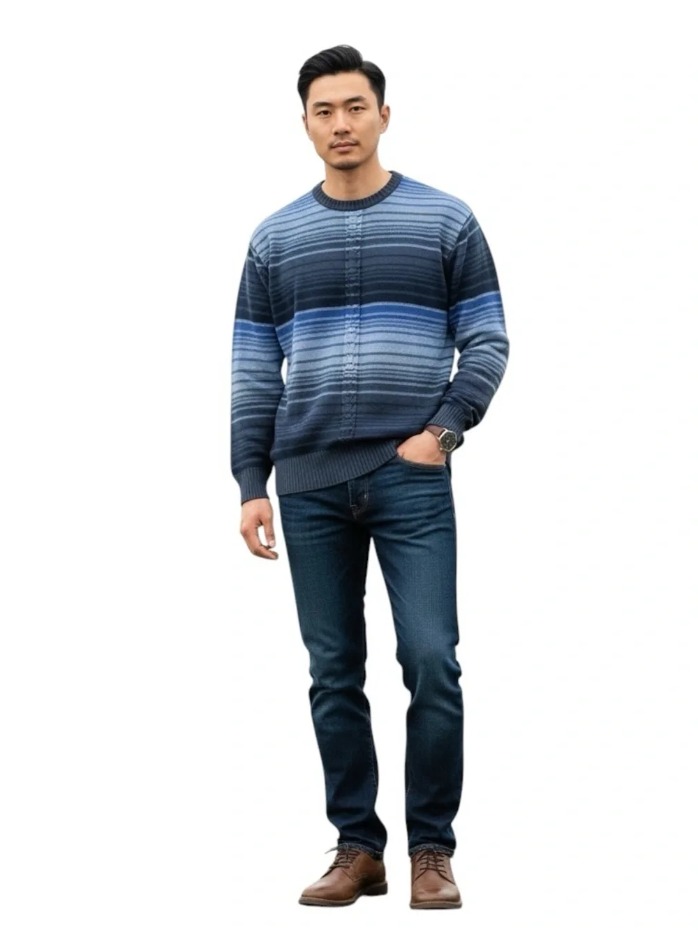 Dockers 100% Cotton Blue Striped Crewneck Sweater Men’s XL Classic Knit Top EUC